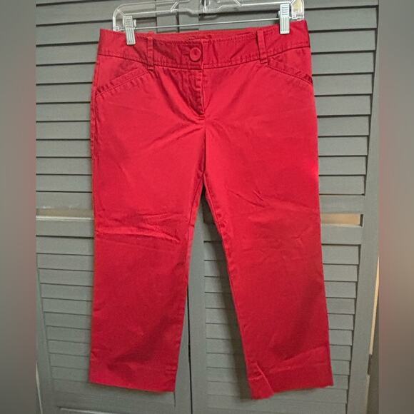 The Limited The Drew Fit Red Cropped Straight Leg Ankle Pants Size 6 - Picture 1 of 12